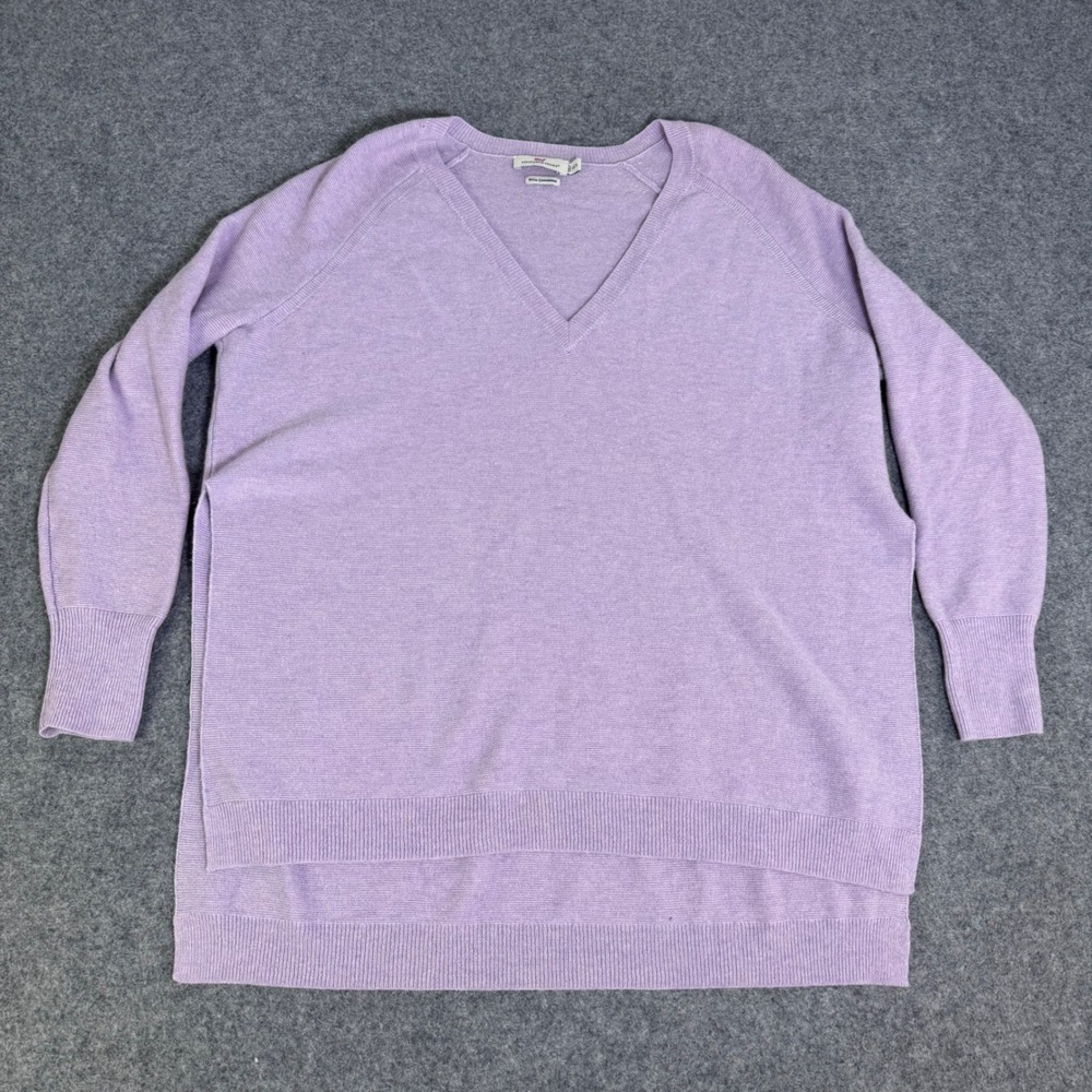 Vineyard Vines V-Neck Sweater Women XS/S Purple Excellent Oversized Cashmere